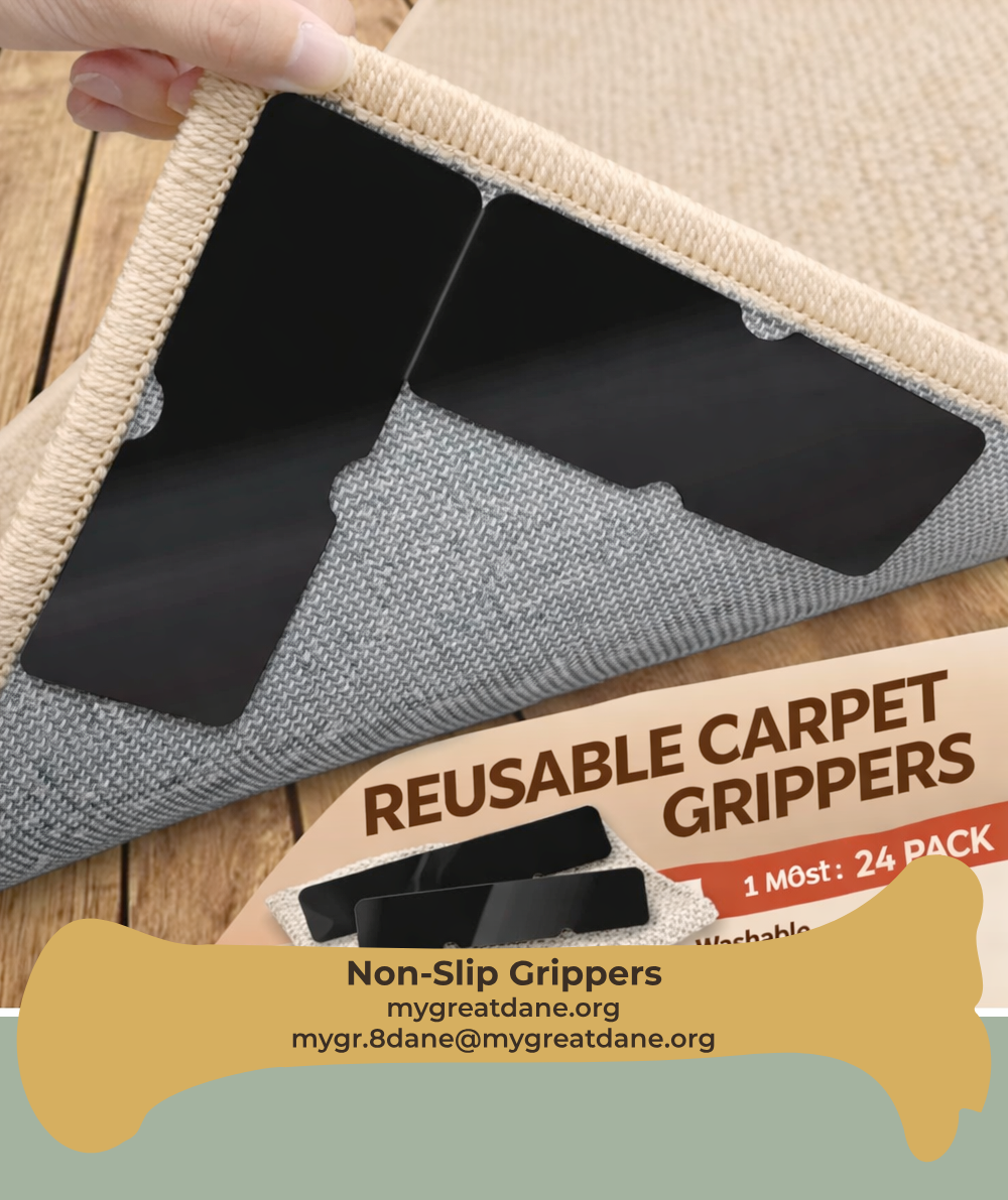 Reusable non-slip rug grippers to keep rugs in place for Great Danes on hard floors