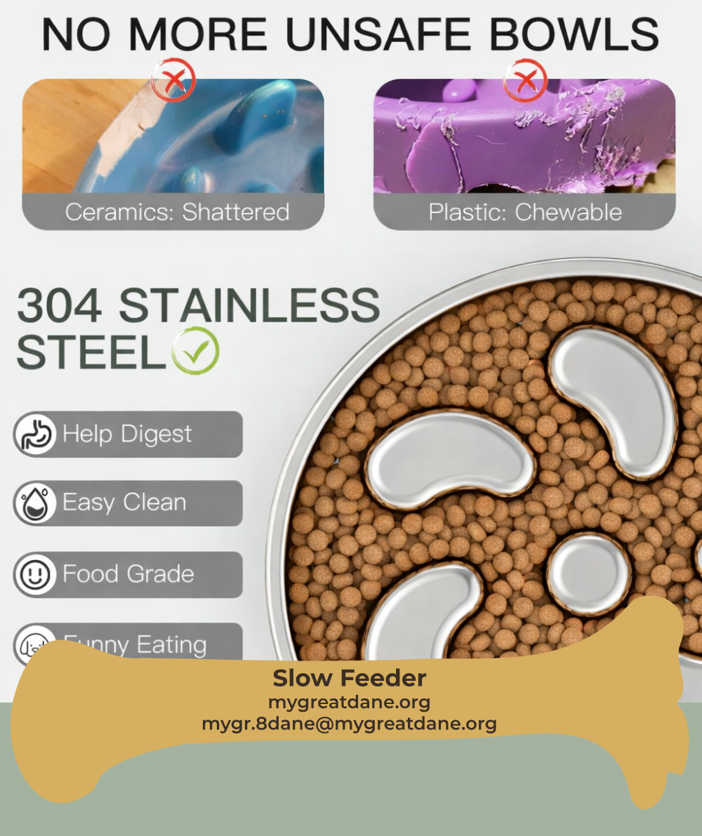 Stainless steel slow feeder bowl for Great Danes to slow eating and reduce mess